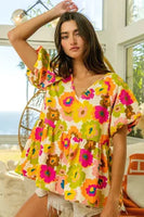 Floral Puff Sleeve Blouse