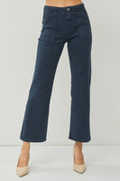 Risen High Rise Patch Pockets Ankle Flare Jean