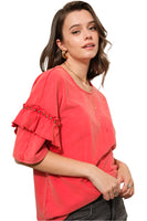 Garment Washed Loose Dolmen Top