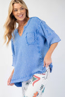 Easel Mineral Washed Thermal Knit Top