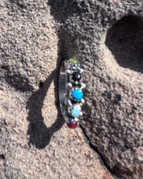 Carmichael Walena Multi 5 Stone Stamped Stacker SS Ring