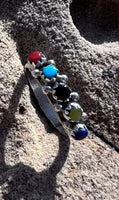 Carmichael Walena Multi 5 Stone Stamped Stacker SS Ring