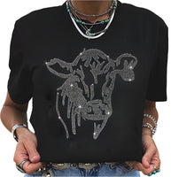 Rhinestone Steer Head Tee