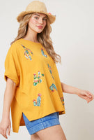 Sequin Cactus Mustard Tee