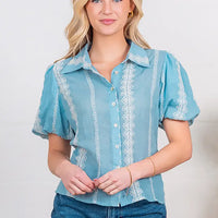 Taelynn Ballon Sleeve Blouse