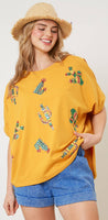 Sequin Cactus Mustard Tee