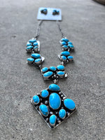 Sheila Becenti Kingman Cluster SS Lariat & Earrings