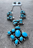 Sheila Becenti Kingman Cluster SS Lariat & Earrings
