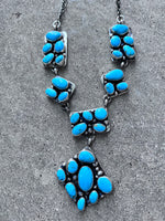 Sheila Becenti Kingman Cluster SS Lariat & Earrings