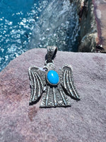 Henry Yazzie Thunderbird Sleeping Beauty Tufa Pendant