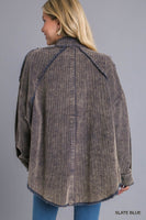 Umgee Stone Wash Chest Pocket Collar Button Down Jacket