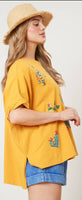 Sequin Cactus Mustard Tee