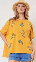 Sequin Cactus Mustard Tee
