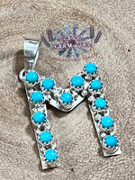 Scott Skeets Kingman Turquoise Initial Pendants