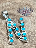 Scott Skeets Kingman Turquoise Initial Pendants