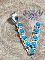 Scott Skeets Kingman Turquoise Initial Pendants