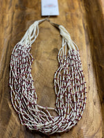 Ramona Bird 20 Strand Heishi Bead & Purple Spiny Necklace