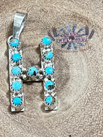 Scott Skeets Kingman Turquoise Initial Pendants