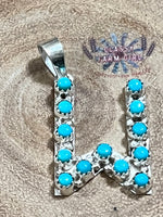 Scott Skeets Kingman Turquoise Initial Pendants