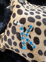 Scott Skeets Kingman Turquoise Initial Pendants