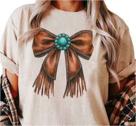 Fringe Bow Turquoise Coquette Tee