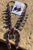 
              Kee Johnson Purple Spiny Squash Blossom and Earrings
            