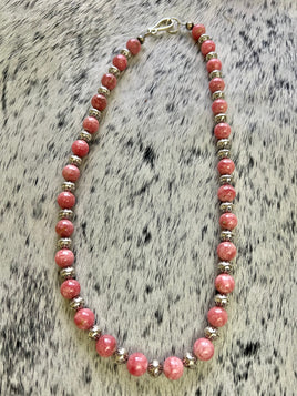 Rhodochrosite Beaded Necklace