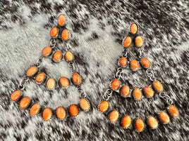 Jennifer Begay Orange Spiny Chandelier Earrings