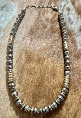 Stamped Beaded Saucer Necklace