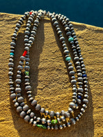 
              Multi Color Fluted Pearl & Graduated Beaded Necklace
            