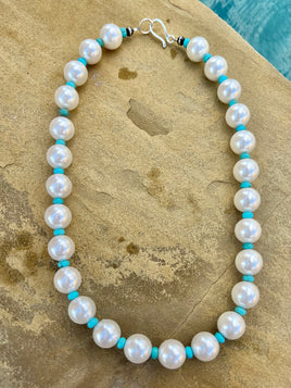 Fresh Water Pearl & Turquoise Necklace