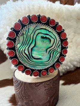 Tyler Brown Abalone/Coral Ring
