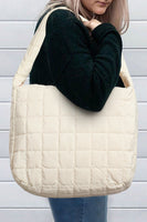 
              Quilted Zipper Shoulder Bag-Black, Beige, & Cream
            