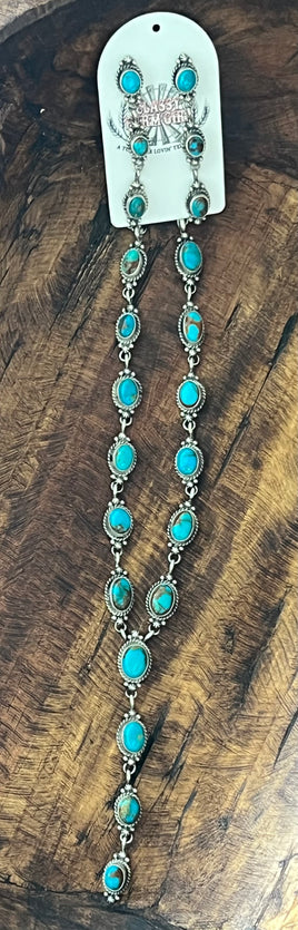 Freda Martinez Kingman Lariat & Earrings