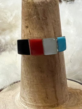 Robert Kanesta Multi Stone Zuni Inlay Band Ring
