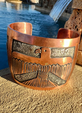 Elaine Becenti Copper Thunderbird Cuff