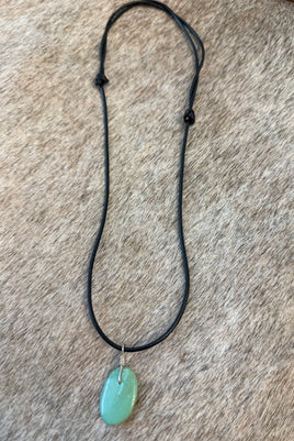 Torevia Crespin Kingman Drop Adjustable Leather Necklace