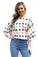 
              Aztec Ruffle Sleeve Blouse
            