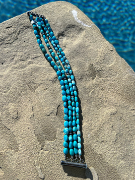 4 Strand Turquoise & Saucer Bracelet