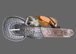 Weaved Leather & Cowhide Buckle Handbag Crossbody Strap