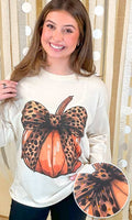 
              Pumpkin Cheetah Bow Rhinestone Sweatshirt
            