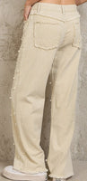 
              POL Beaded Pearl Twill Straight Fit Pants
            