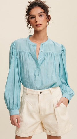 Long Sleeve Button Down Blouse Top