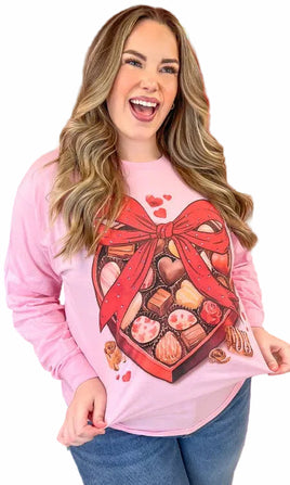 Box of Chocolate Valentine Rhinestone Long Sleeve