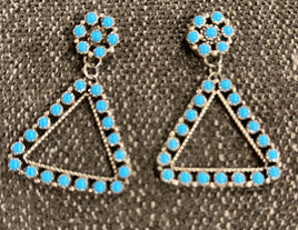 Chester Charley Snake Eye Petit Point Cluster Dangle Turquoise Earrings