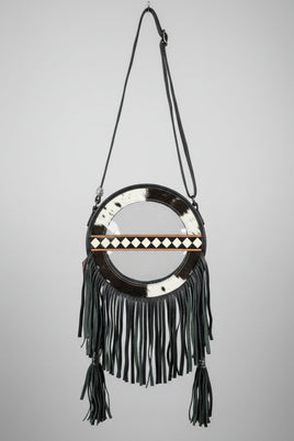 Checker Clear Canteen Bag w/ Fringe