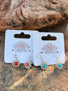 Coral & Turquoise S Hook Earrings
