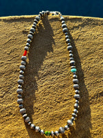 
              Multi Color Fluted Pearl & Graduated Beaded Necklace
            