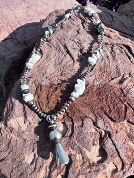 White Buffalo Pearl Squash Necklace