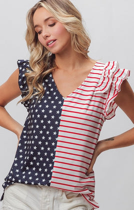 American Flag Matched Ruffle Top